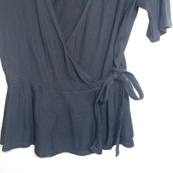 LOFT Black Short Sleeve Wrap Top - Picture 4 of 10